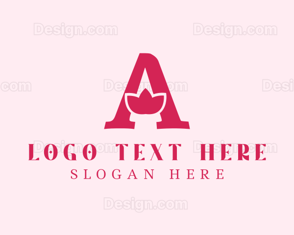Pink Letter A Flower Logo