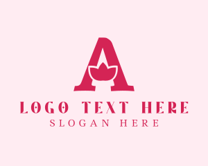 Pink Letter A Flower  logo