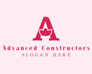 Pink Letter A Flower  logo design