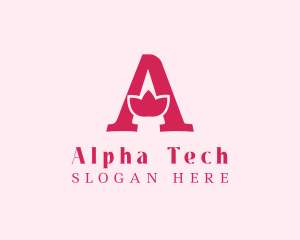 Pink Letter A Flower  logo design