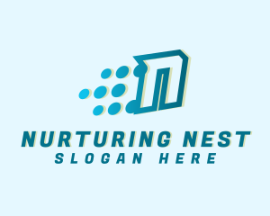 Modern Tech Letter N logo design