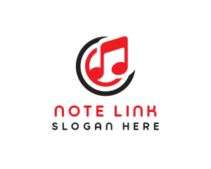 Red Musical Note logo design