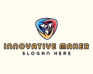 Multicolor Hand Camera Lens logo design