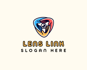 Multicolor Hand Camera Lens logo design