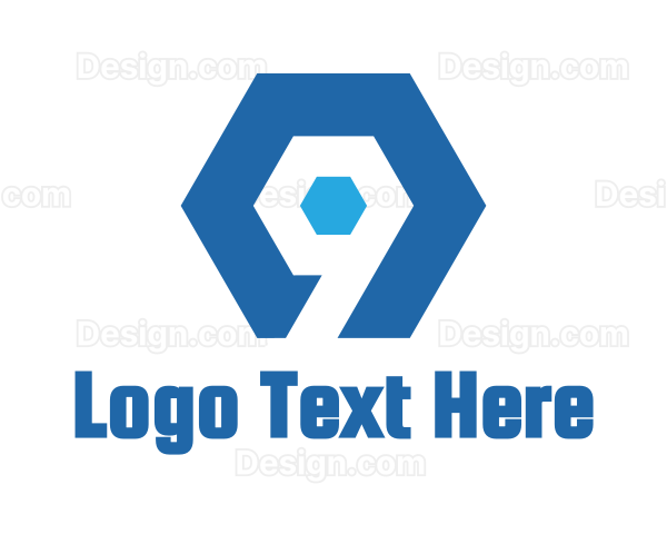 Blue Hexagon Number 9 Logo