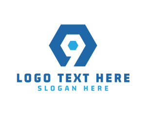 Blue Hexagon Number 9 logo