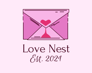 Romantic Envelope Hourglass logo design