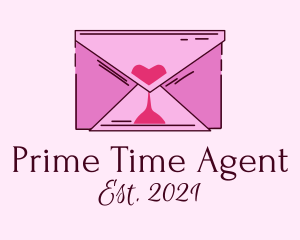 Romantic Envelope Hourglass logo design