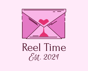 Romantic Envelope Hourglass logo design