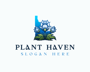 Bitterroot Flower Plant logo design