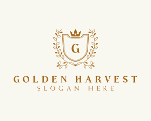 Floral Crown Shield  logo design