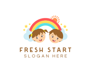 Children Rainbow Kindergarten logo design