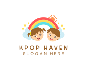 Children Rainbow Kindergarten logo design