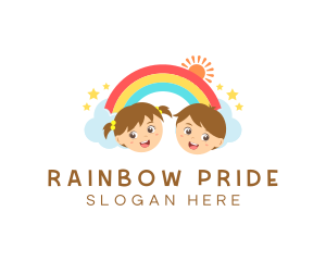 Children Rainbow Kindergarten logo design