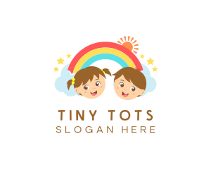 Children Rainbow Kindergarten logo design