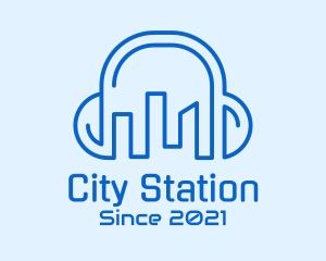 City Building Headphones logo design