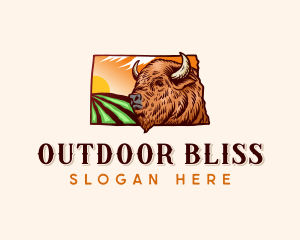 North Dakota Bison Wildlife logo design