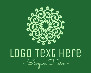 Green Ornamental Flower logo