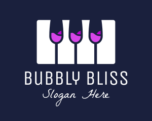 Champagne Piano Keyboard logo design