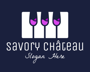 Champagne Piano Keyboard logo design