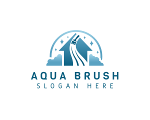 Broom House Sweeping  logo design