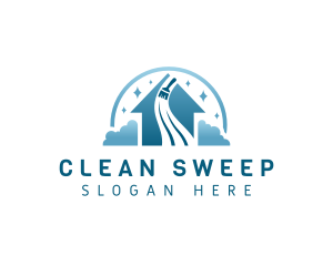 Broom House Sweeping  logo design