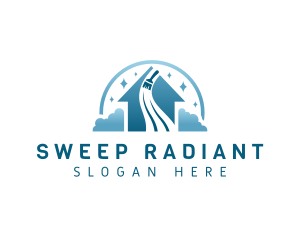 Broom House Sweeping  logo design