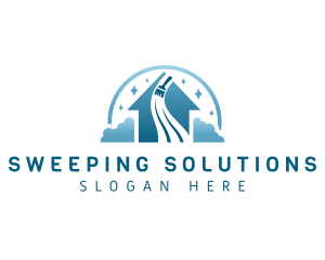 Broom House Sweeping  logo design