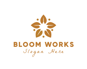 Golden Flower Leaves logo design