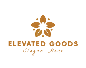 Golden Flower Leaves logo design