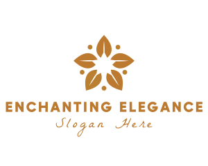 Golden Flower Leaves logo design