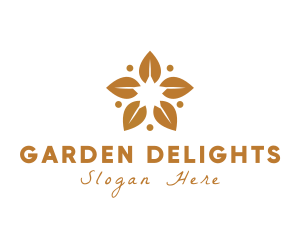 Golden Flower Leaves logo design