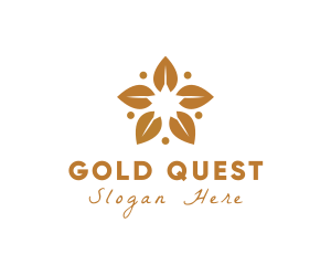 Golden Flower Leaves logo design