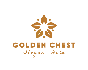 Golden Flower Leaves logo design