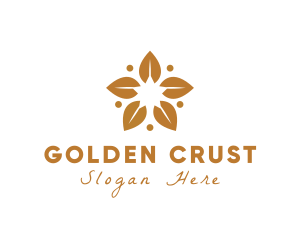 Golden Flower Leaves logo design