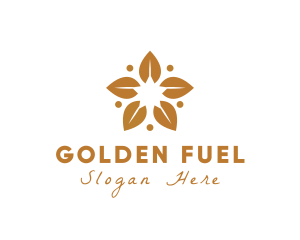 Golden Flower Leaves logo design