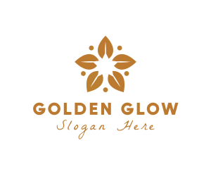 Golden Flower Leaves logo design