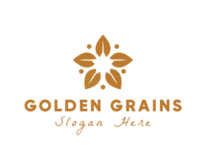 Golden Flower Leaves logo design