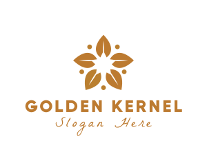 Golden Flower Leaves logo design