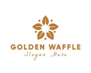 Golden Flower Leaves logo design