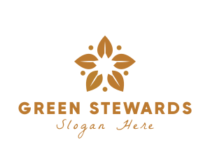 Golden Flower Leaves logo design