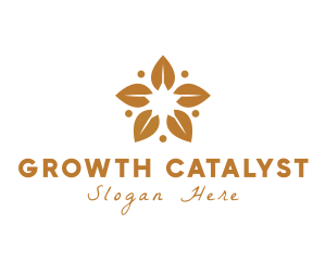 Golden Flower Leaves logo design