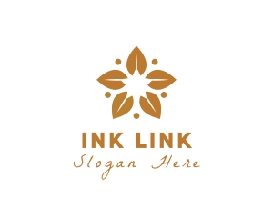 Golden Flower Leaves logo design