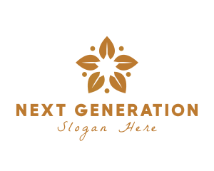 Golden Flower Leaves logo design