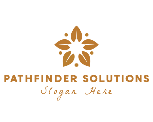 Golden Flower Leaves logo design