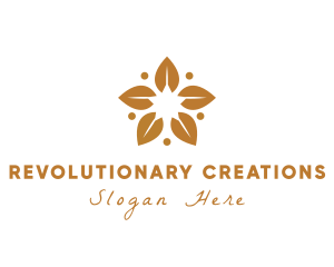 Golden Flower Leaves logo design