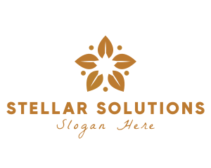 Golden Flower Leaves logo design