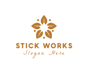 Golden Flower Leaves logo design