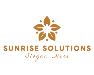 Golden Flower Leaves logo design