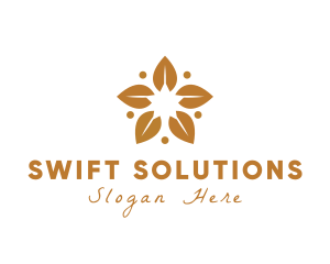 Golden Flower Leaves logo design